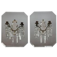 Stylish Antique French Mirrored Wall Sconces