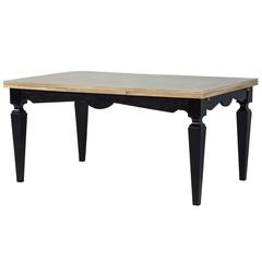 Parquetry Top Dining Table with Self Storing Extensions 8