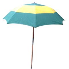 Vintage Canvas Umbrella of Green and Yellow