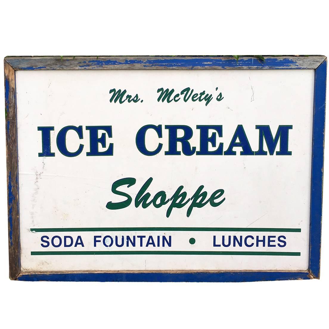 Hand-painted Ice Cream Shoppe Sign from Maine, Double-sided