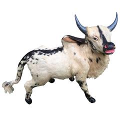 Vintage Spanish Bull in Miniature, Handmade of Cowhide