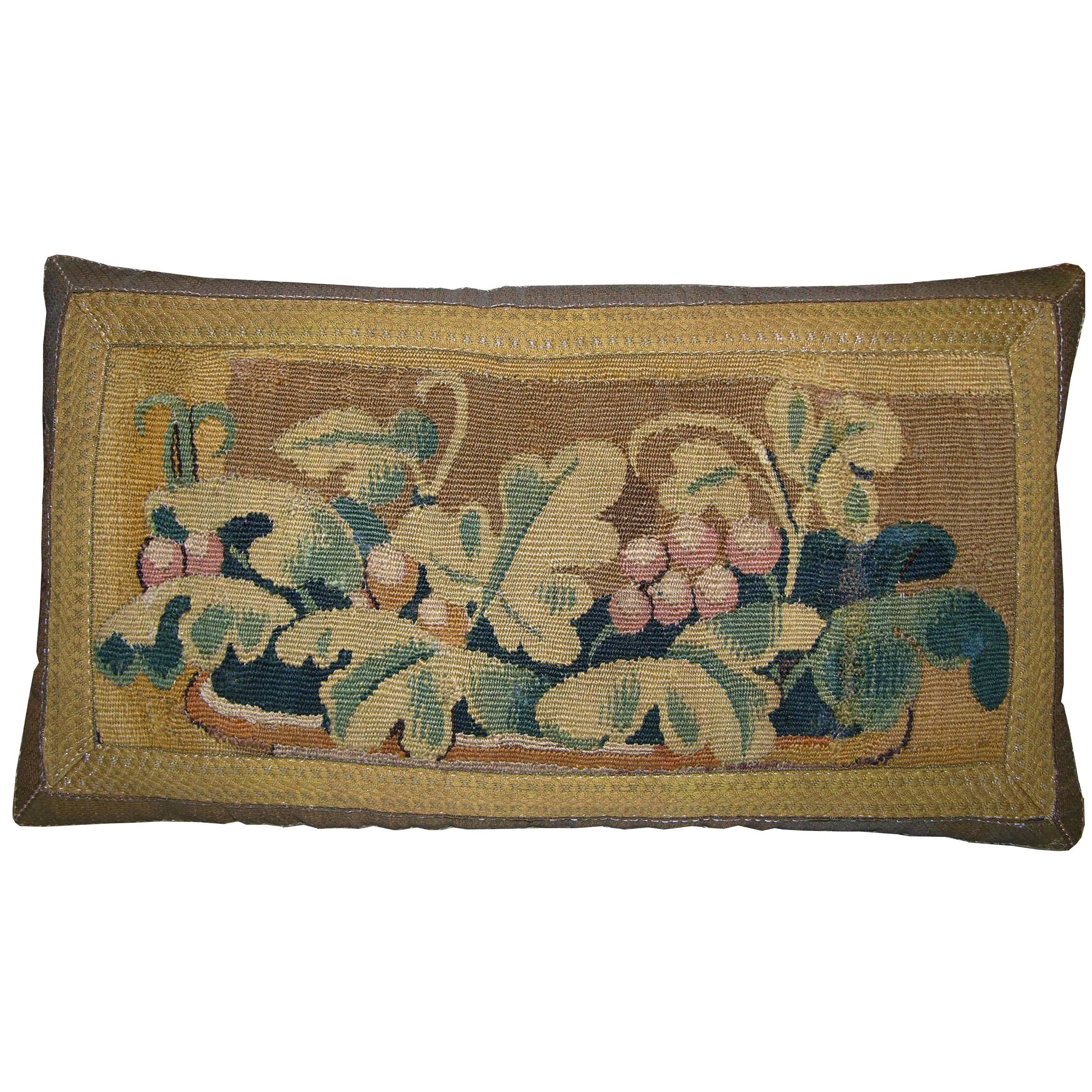 17th Century Antique Flemish Tapestry Pillow For Sale