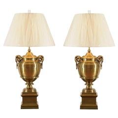 Exquisite Pair of Brass Urn Lamps in the Style of Maison Jansen