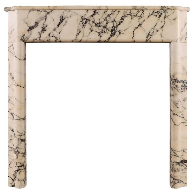 Art Deco Fireplace Mantel In Italian Pavonazzo Marble For Sale At