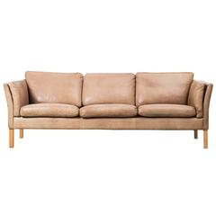 1960s Erik Jørgensen Danish Tan Leather Sofa