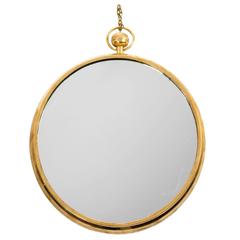 Heavy Framed Brass Mirror in the Manner of Fornasetti