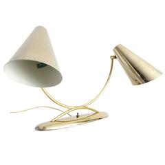 Very Large Laurel Brass Dual Desk Lamp, 1960s Modernist Design Lights