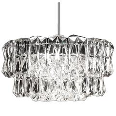 Large Kinkeldey Chandelier with Square Crystal Modernist Chrome Ceiling Lam