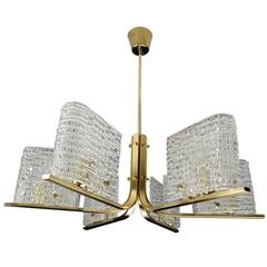 Vintage Kalmar Chandelier with Folded Murano Glass Shades