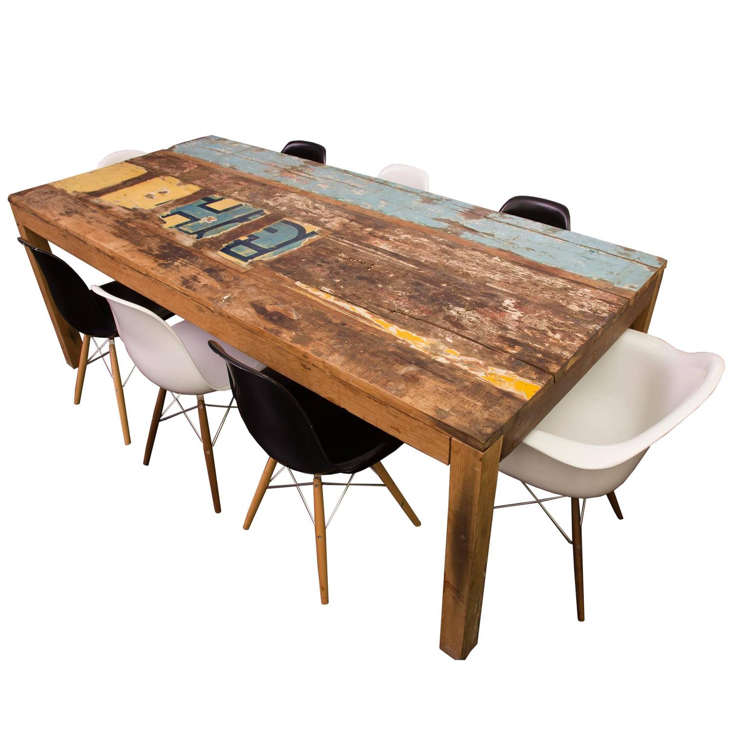Reclaimed Indonesian Fishing Boat Dining Table For Sale at 1stdibs