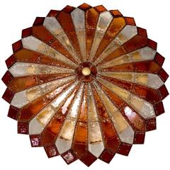 Large Brass and Glass Chandelier in the style of Poliarte 10
