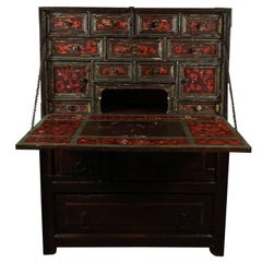 18th Century Spanish Colonial Vargueno Set on a 19th Century Mission Chest