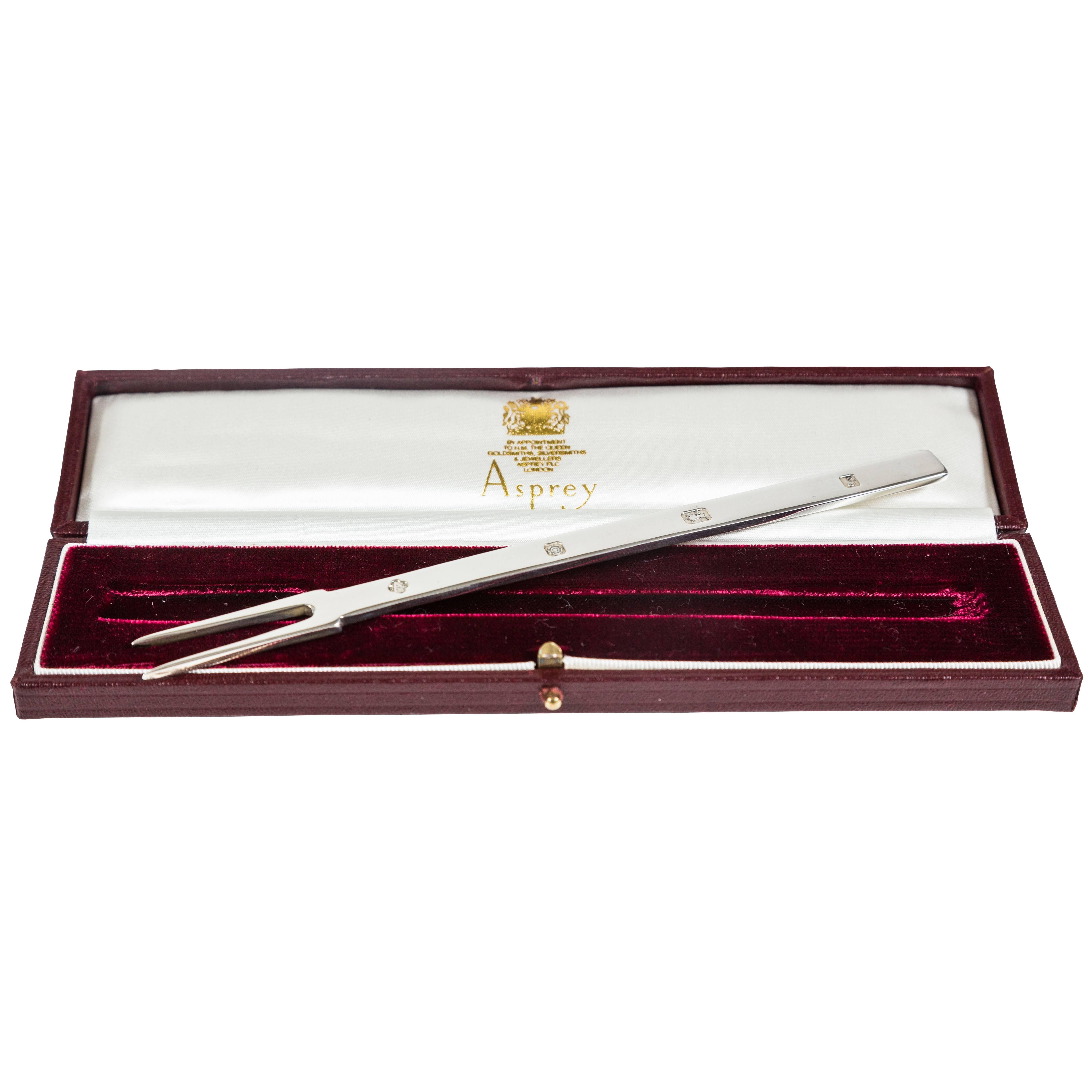 Silver Two-Pronged Puritan Manners Fork by Asprey London