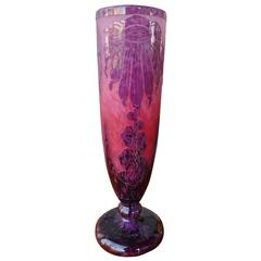 1920s Le Verre Francais Vase Overlaid and Etched (Signed)