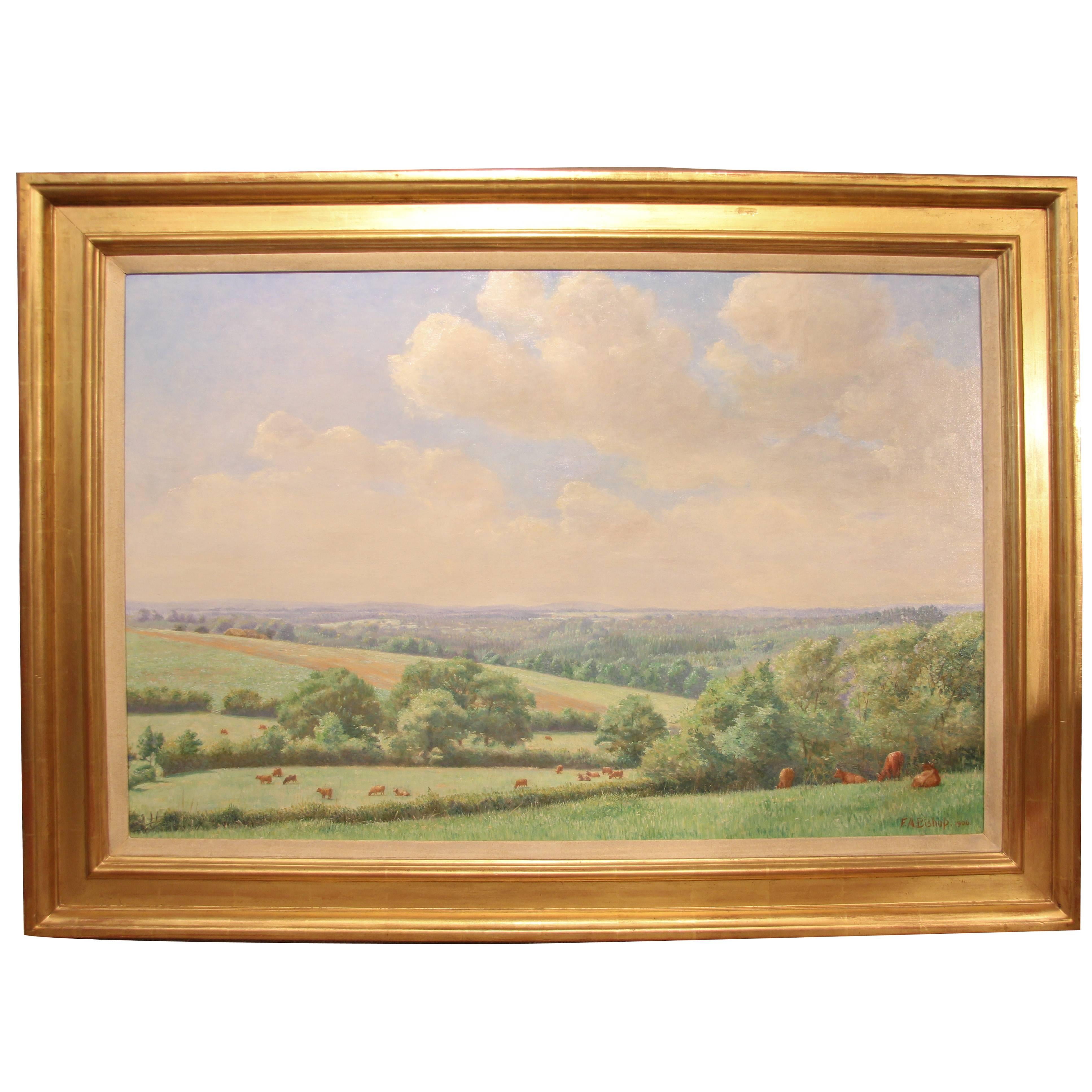 Landscape Oil Painting by Frederick A. Bishop, Signed 1906