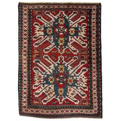 Antique Late 19th Century Eagle Kazak Chelaberd Wool Carpet