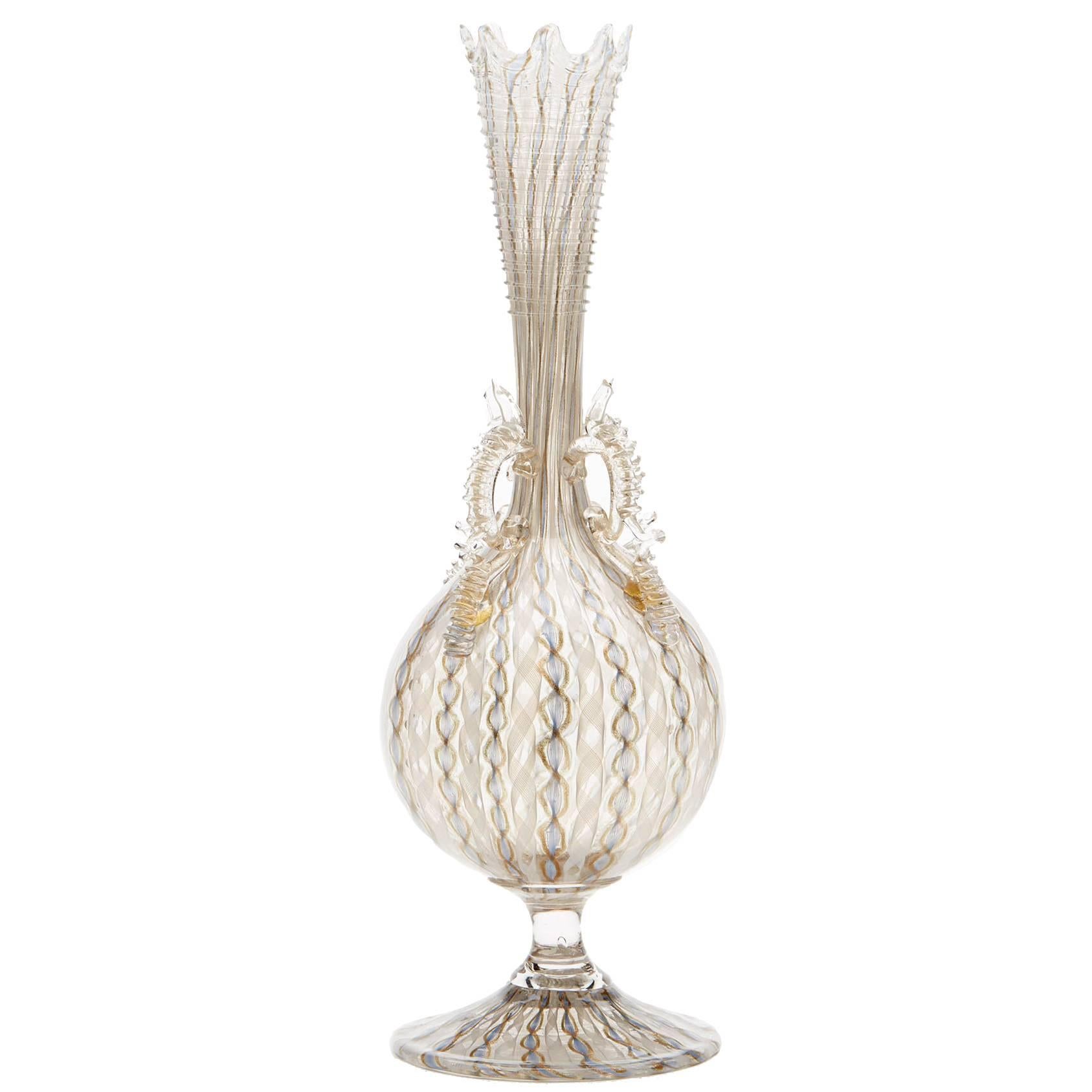 Antique Italian Façon De Venise Glass Vase, 19th Century For Sale