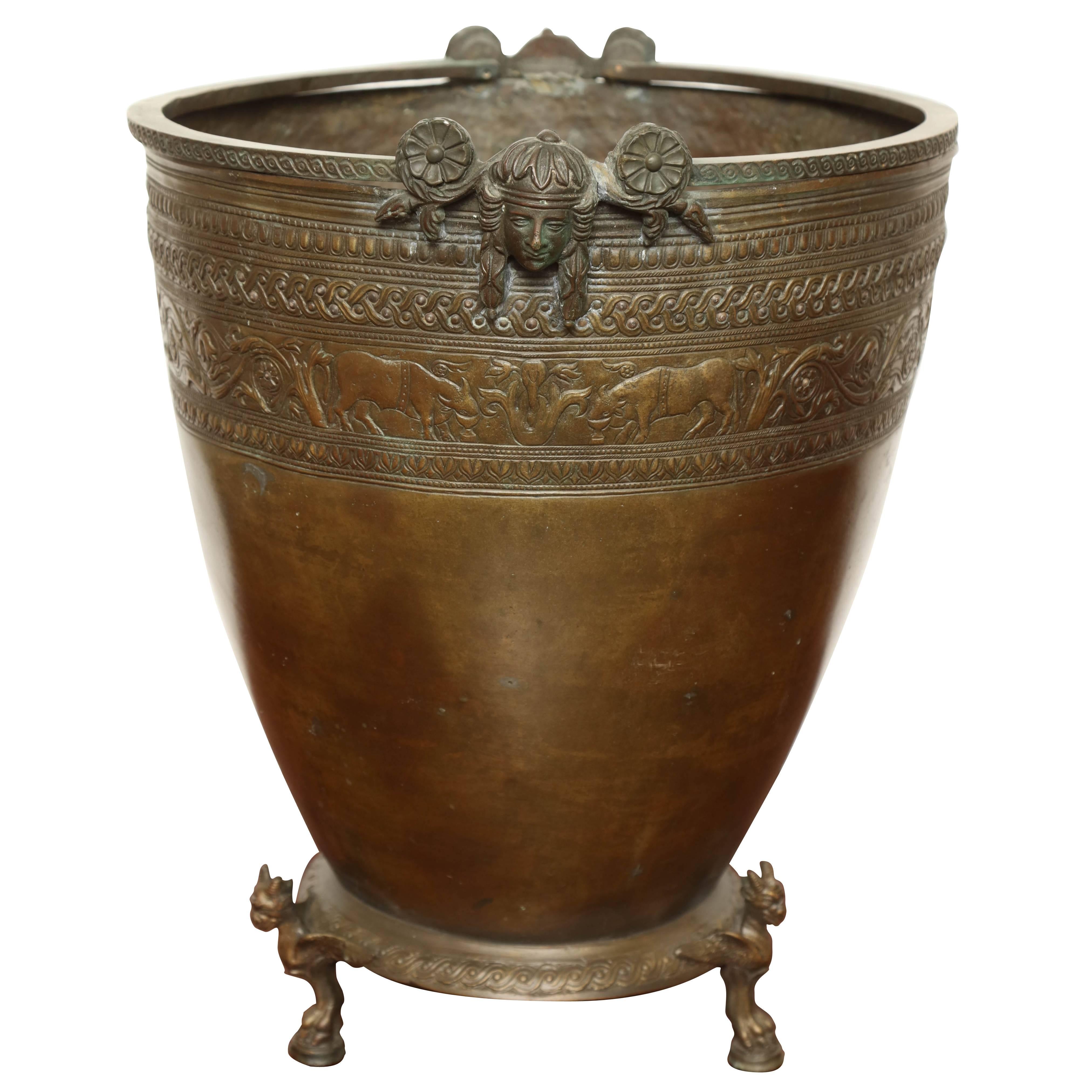 Late 19th century Italian neoclassical bucket by Chiurazzi & Fils, Naples,
Copy of Pompeian artifact.