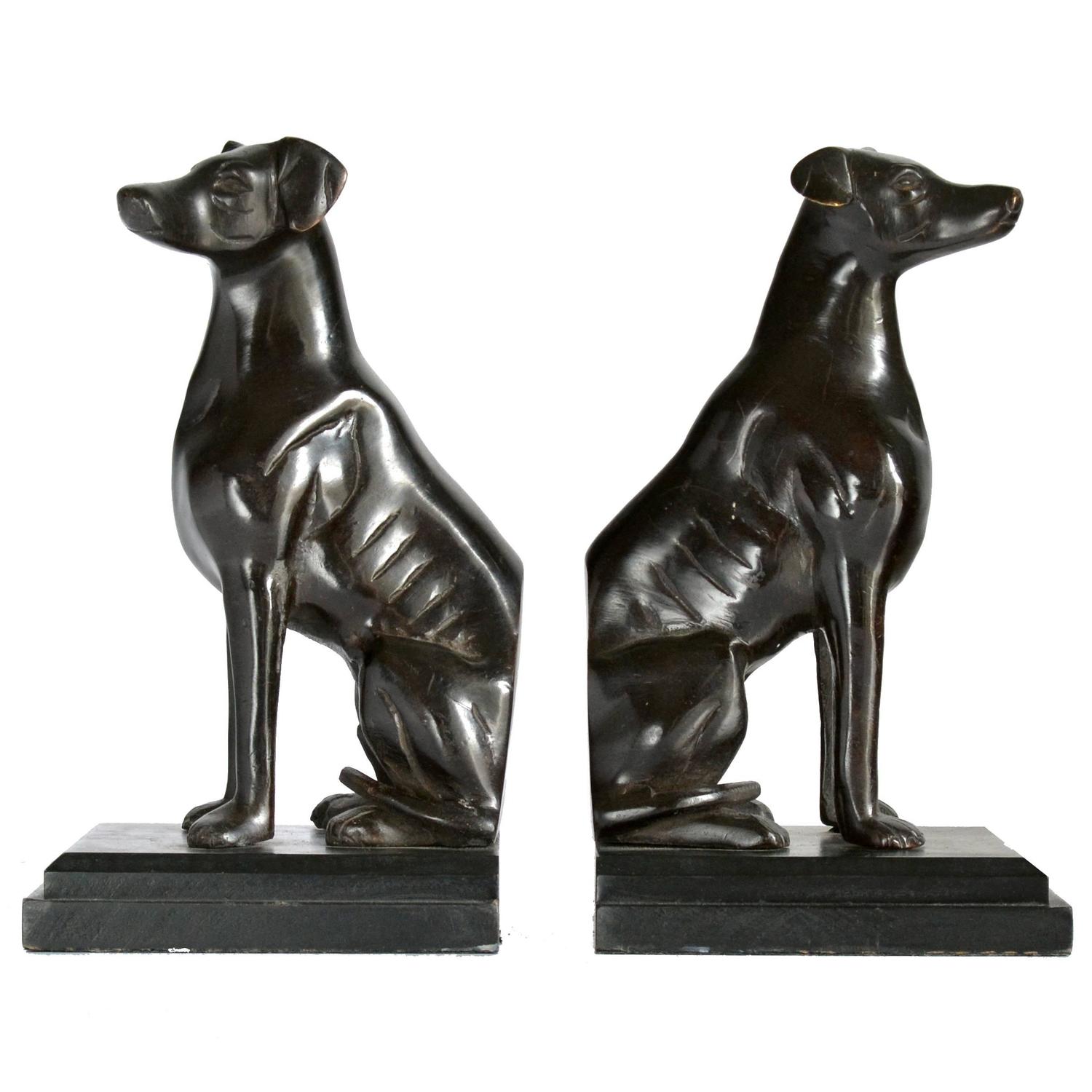 Bronze Dog Bookends at 1stdibs