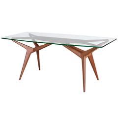 Apelli and Varesio Atelier, Table, Glass and Mahogany, circa 1955, Italy