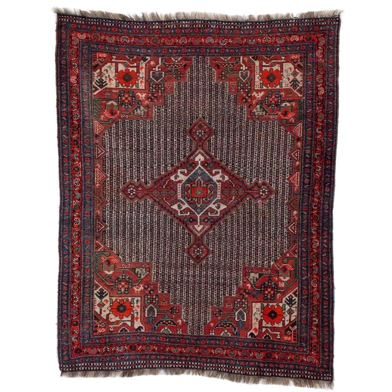 Late 19th Century Qashqai' Khamseh Confederation Wool Rug For Sale at