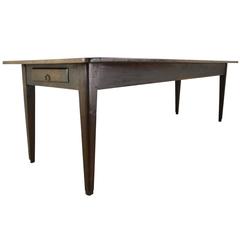 Large French  Antique Chestnut Farm Table, Two End Drawers