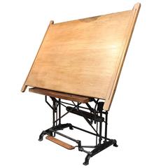 Antique Optima French Adjustable Architect's Drafting Table, 1900s