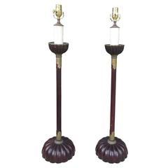 Pair of 19th-20th Century Elegant Japanese Candlesticks as Lamps