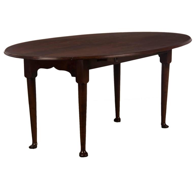 English Bespoke Made Oval Cherrywood DropLeaf Dining Table For Sale at