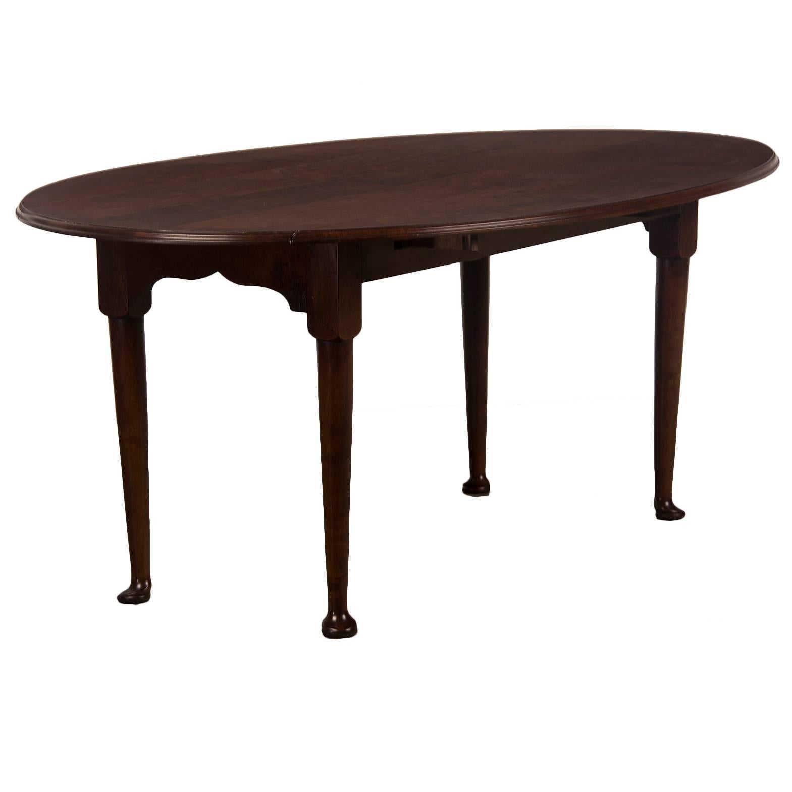 English Bespoke Made Oval Cherrywood Drop-Leaf Dining Table  For Sale