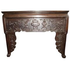 19th Century Chinese Carved Hardwood Console or Alter Table