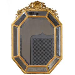 Louis XVI Style Gold Leaf Antique French Pareclose Mirror, circa 1880
