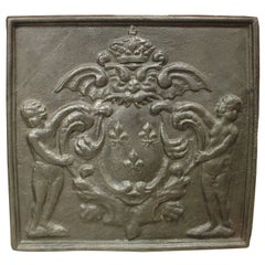 Antique Cast Iron Fireback, France, 1800s