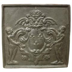 Antique Cast Iron Fireback, France, 1800s 8