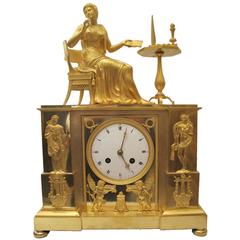 Important Fire Gilded Bronze Directoire 'Josephine' Mantel Clock