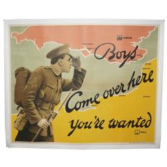 1916 British Recruitment Poster "Boys Come Over Here You're Wanted"