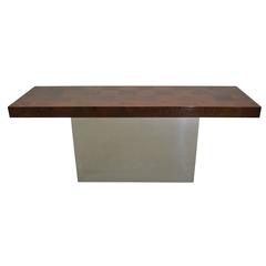 Console Table with Polished Chrome Base by Milo Baughman for Thayer Coggi