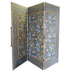 Antique Late 19th Century Art Nouveau French Wallpaper Screen