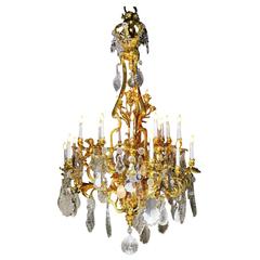 19th Century Louis XV Style Figural Gilt-Bronze and Crystal 33-Light Chandelier 2