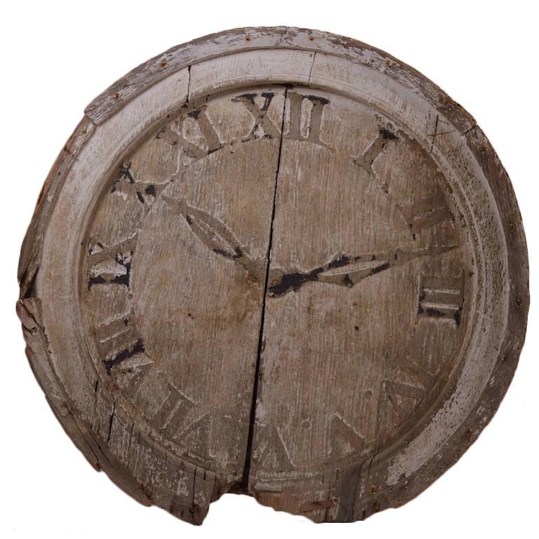 Face d'horloge en bois du XIXe siècle