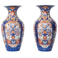 Pair of Large 19th Century Meiji Period Imari Vases