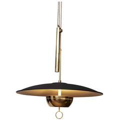 brass and aluminum  Pendant rise and fall 1950s in the style of Sciolari