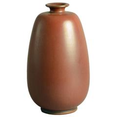 Large Vase with Reddish Brown Matte Glaze by Tobo