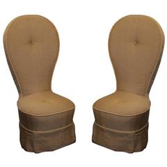 Vintage Pair of 1950s Italian Tall Back Bedroom Chairs