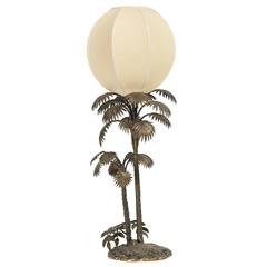 Antique French Brass Palm Tree Lamp
