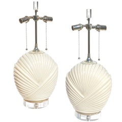 Vintage Shell Form Lamps in Cream