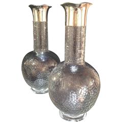 Pair of Silver Topped Carafes