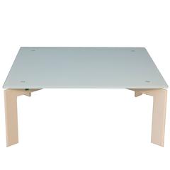 Modern Glass Coffee Table White Base with Frosted Glass