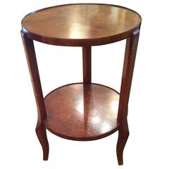 Midcentury Modern Burl Olive Wood Drinks Side Table