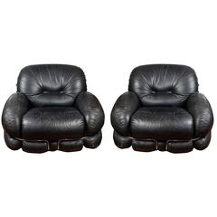 Pair of Adriano Piazzesi Leather Armchairs